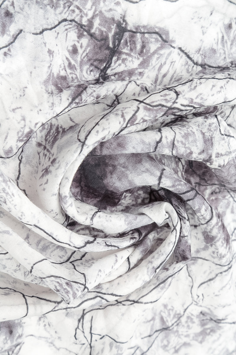 V-Neck Off White Marble Cotton Dress 5