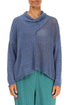 V-Neck Overlap Blue Nova Linen Jumper 1