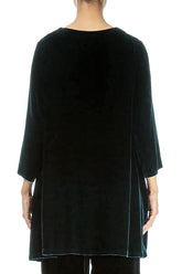 V-Neck Peacock Silk Velvet Tunic 2