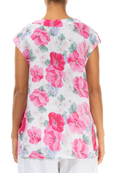 V-Neck Peony Blossom Linen Blouse 2