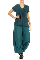 V-Neck Printed Emerald Silk Viscose Blouse 4