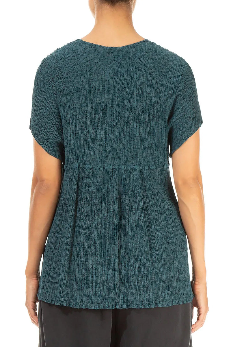 V-Neck Printed Peacock Silk Viscose Blouse 2