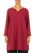 V-Neck Ruby French Terry Cotton Tunic 1
