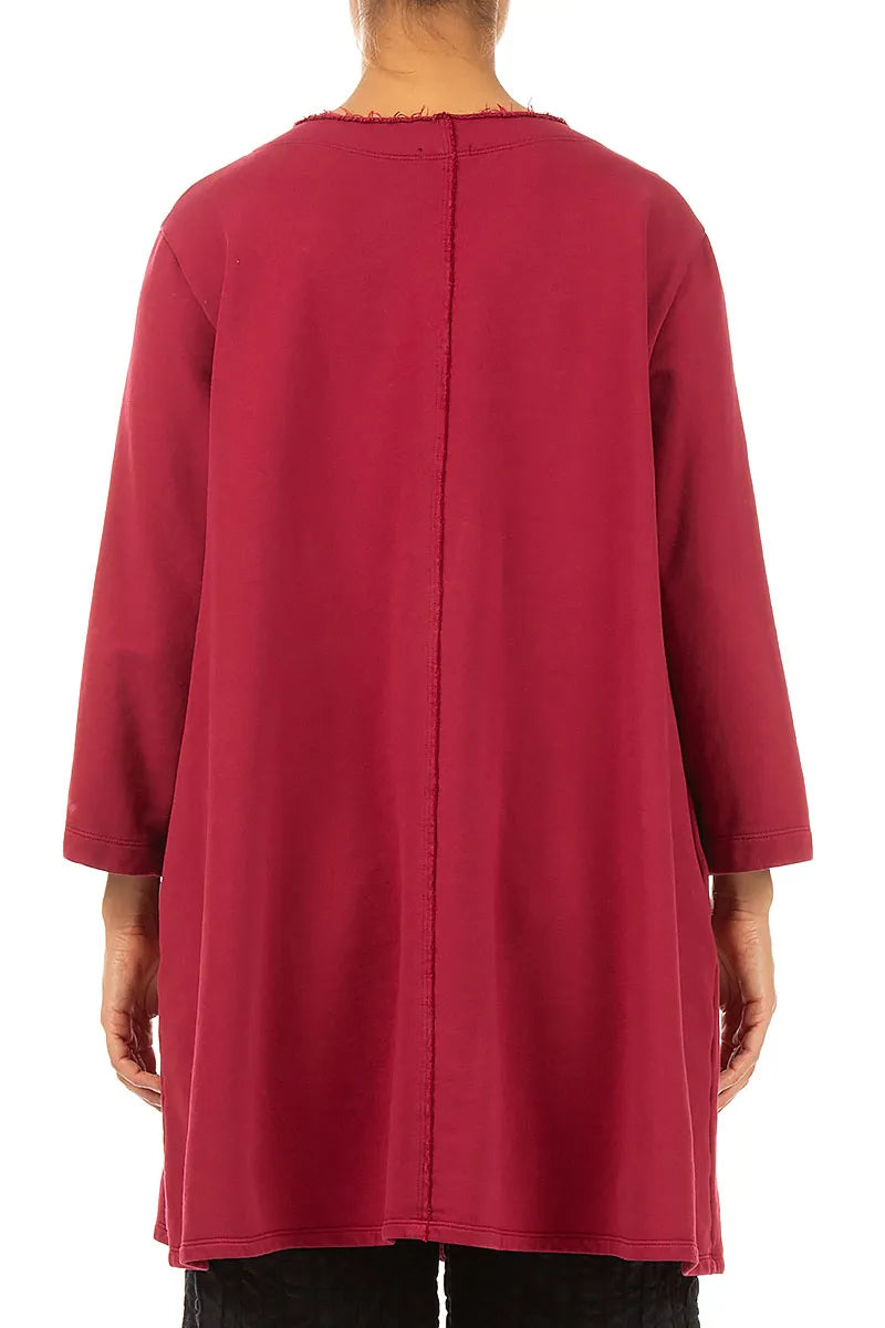V-Neck Ruby French Terry Cotton Tunic 2