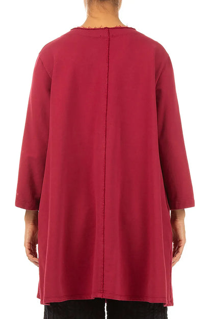 V-Neck Ruby French Terry Cotton Tunic 2