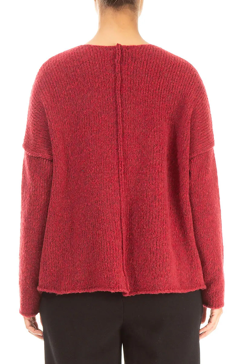 V-Neck Ruby Red Wool Sweater 2