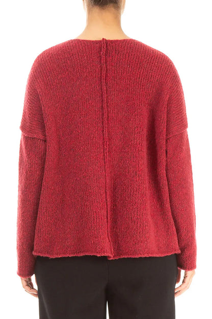 V-Neck Ruby Red Wool Sweater 2