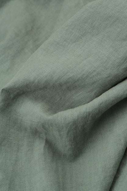 V-Neck Sage Pintuck Linen Dress 5