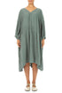V-Neck Sage Pintuck Linen Dress 1
