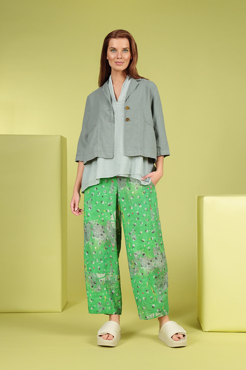 V-Neck Sage Silk Cotton Blouse 6