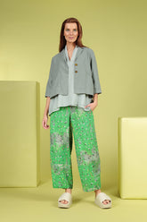 V-Neck Sage Silk Cotton Blouse 6