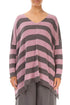 V-Neck Striped Mauve Pink Linen Jumper 1
