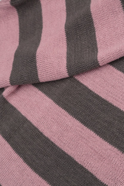 V-Neck Striped Mauve Pink Linen Jumper 5