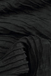 V-Neck Crinkled Black Silk Linen Dress 5