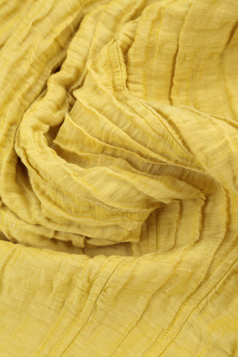 V-Neck Crinkled Cyber Lime Silk Linen Dress 5