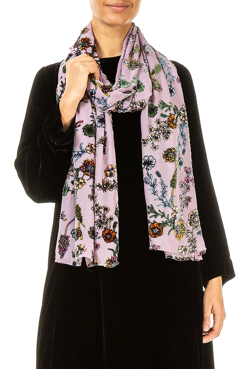 Velvet Blooms Devoré Silk Scarf 3