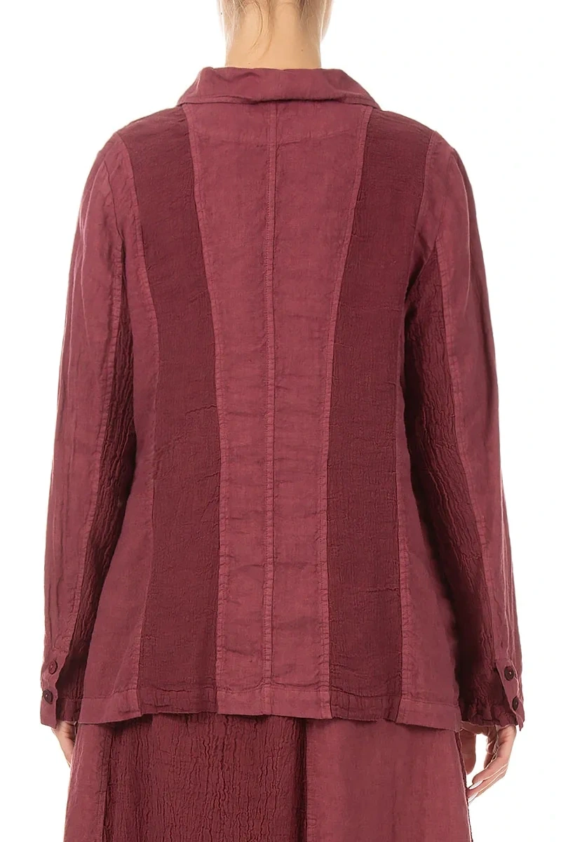 Vertical Line Antique Ruby Linen Jacket 2