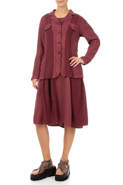 Vertical Line Antique Ruby Linen Jacket 4