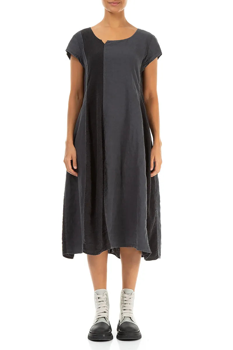 Vertical Line Graphite Linen Dress 2