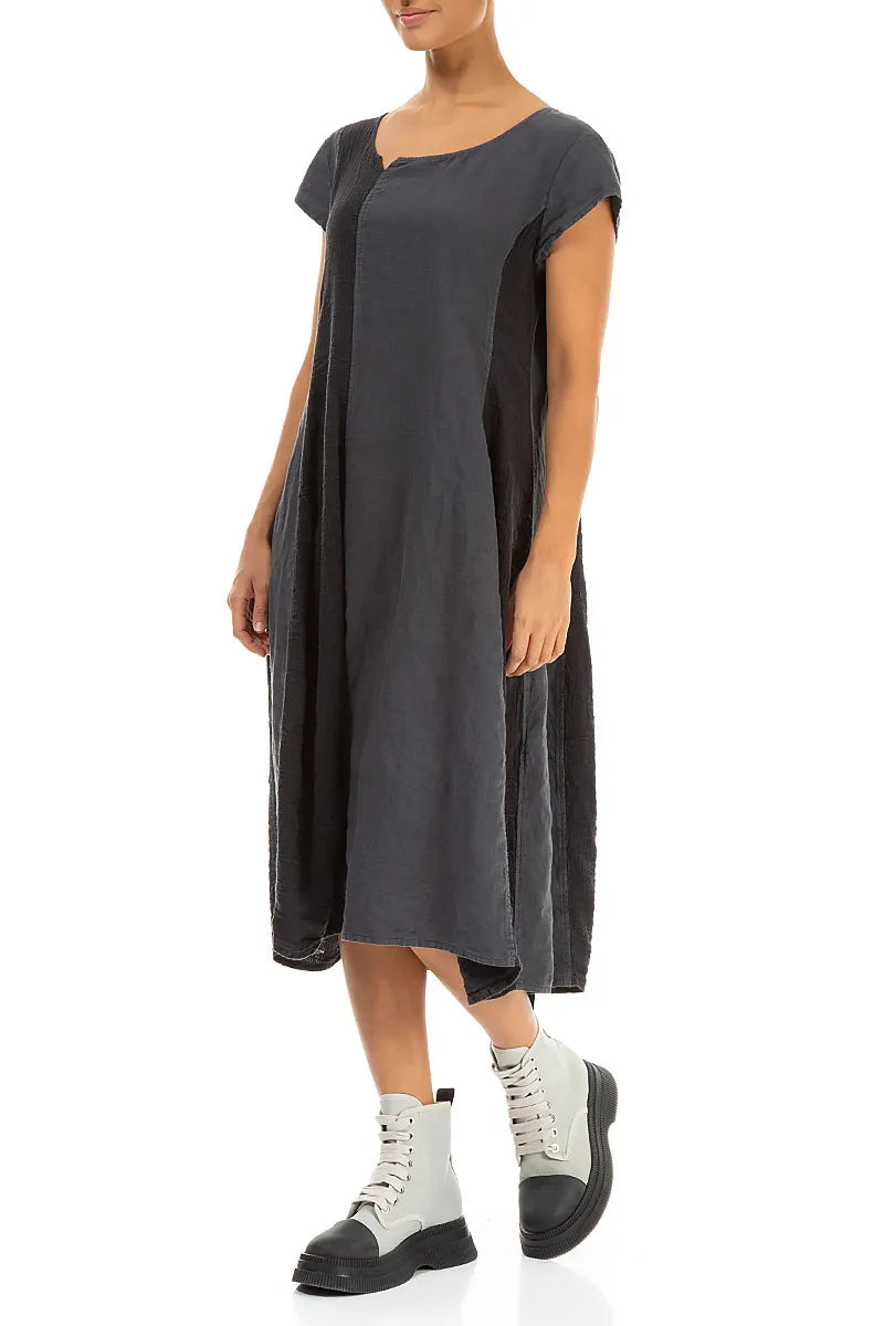Vertical Line Graphite Linen Dress 4