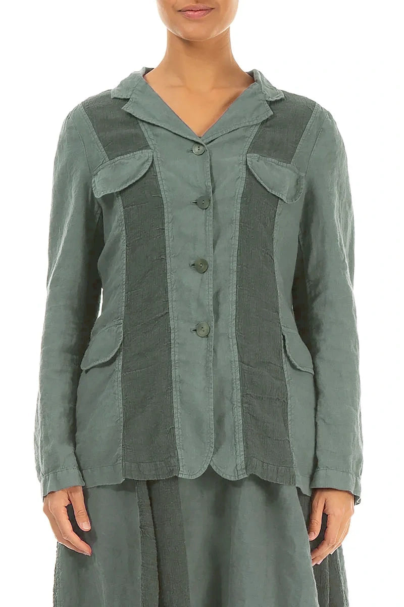 Vertical Line Sage Linen Jacket 1