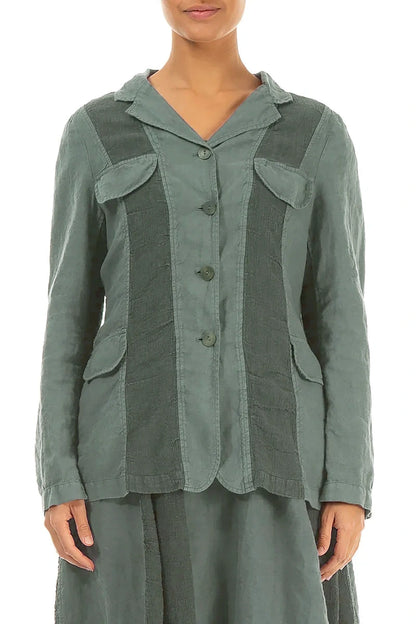 Vertical Line Sage Linen Jacket 1