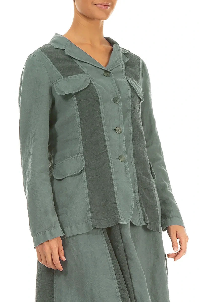 Vertical Line Sage Linen Jacket 3