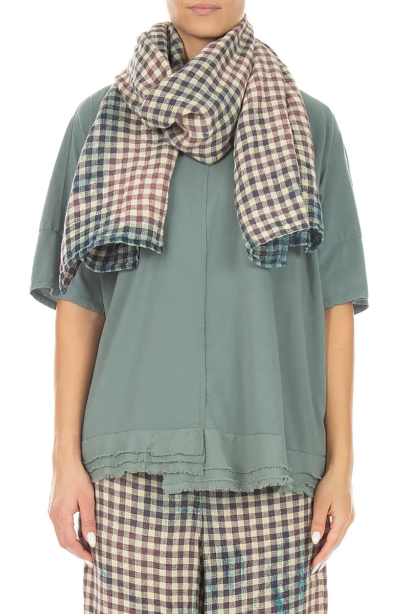 Vintage Check Linen Scarf