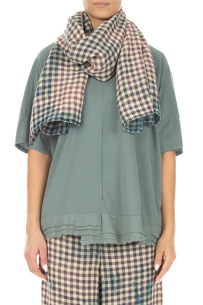 Vintage Check Linen Scarf