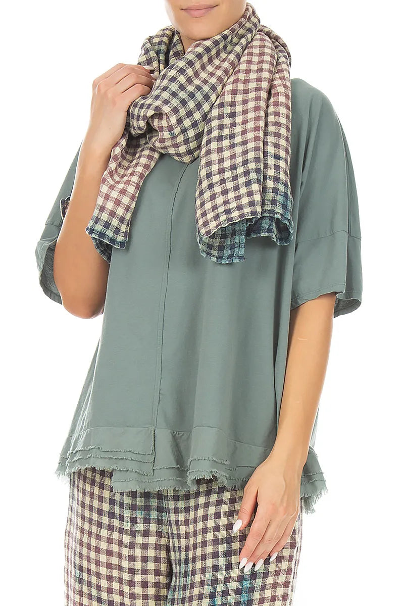 Vintage Check Linen Scarf