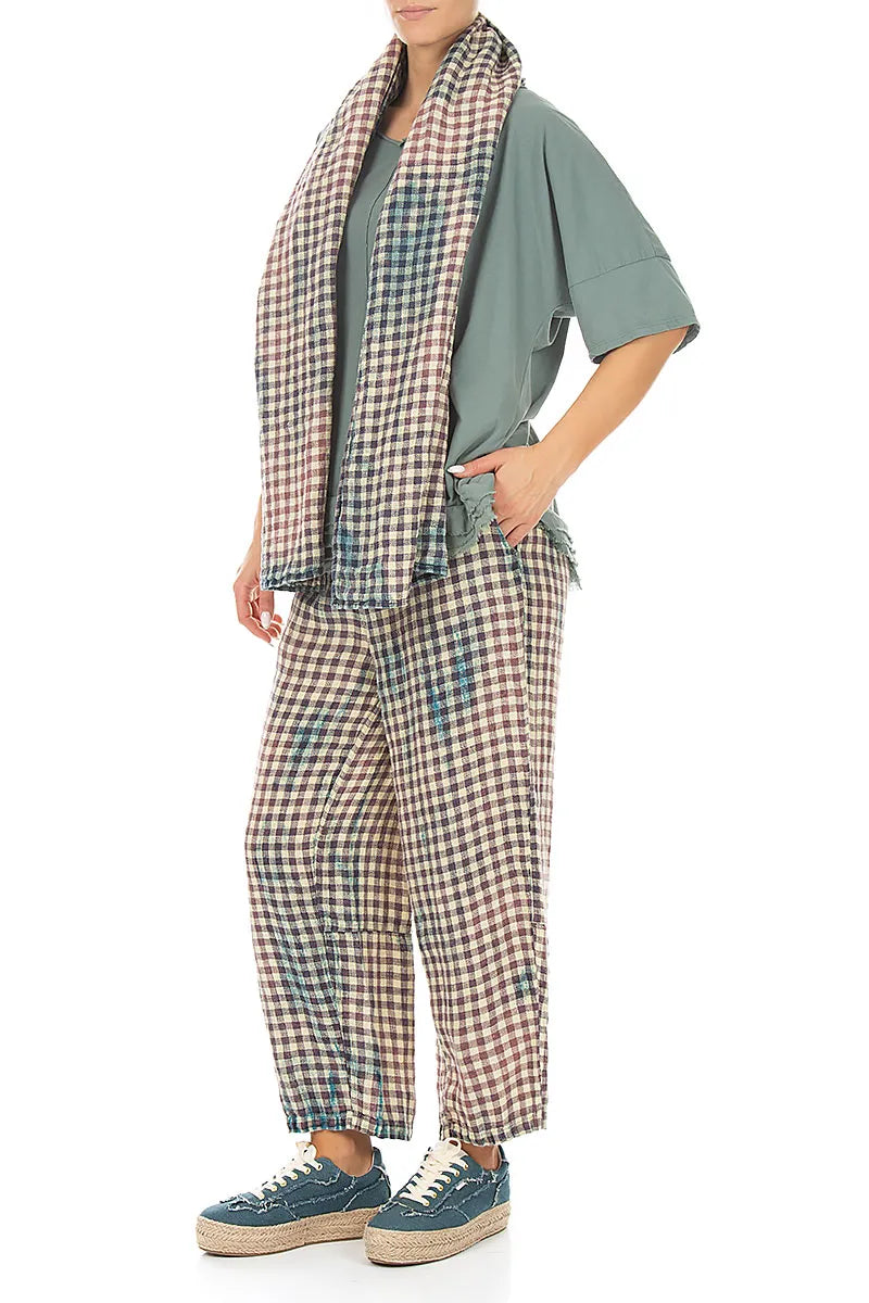 Vintage Check Linen Scarf