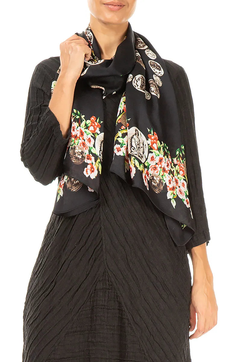 Vintage Coin Blossom Silk Scarf 3