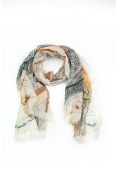 Vintage Sketch Cashmere Silk Scarf 5