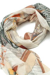 Vintage Sketch Cashmere Silk Scarf 4