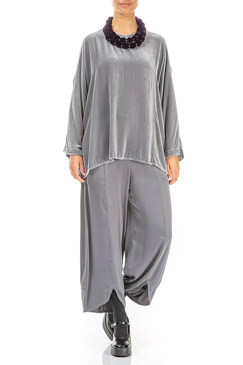 Vintage Violet Silk Velvet Bead Necklace 2