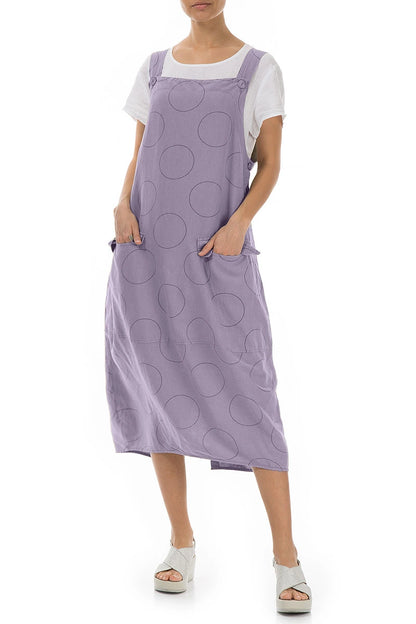 Violet Tulip Bubbles Silk Linen Dungaree Dress 4