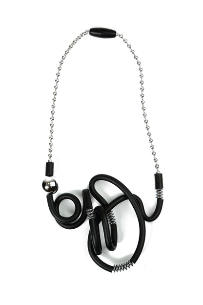 Vortex Graphic Rubber Metal Necklace