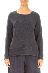 Wavy Seam Dark Grey Wool Sweater 1