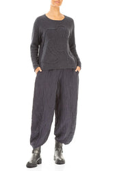 Wavy Seam Dark Grey Wool Sweater 4