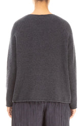 Wavy Seam Dark Grey Wool Sweater 2