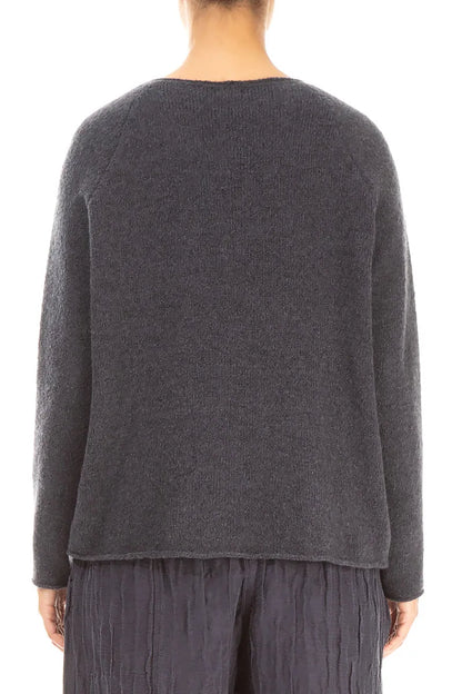 Wavy Seam Dark Grey Wool Sweater 2
