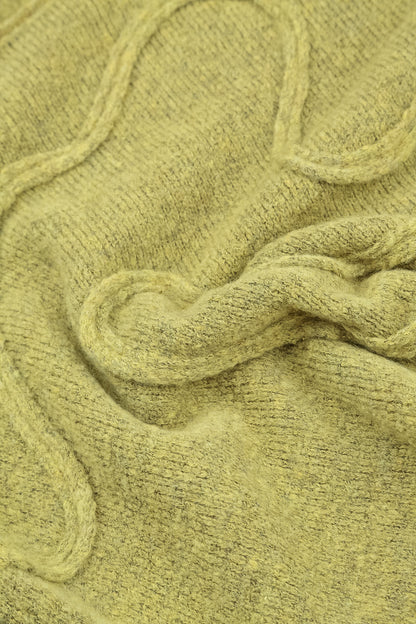 Wavy Seam Golden Lime Wool Sweater 5