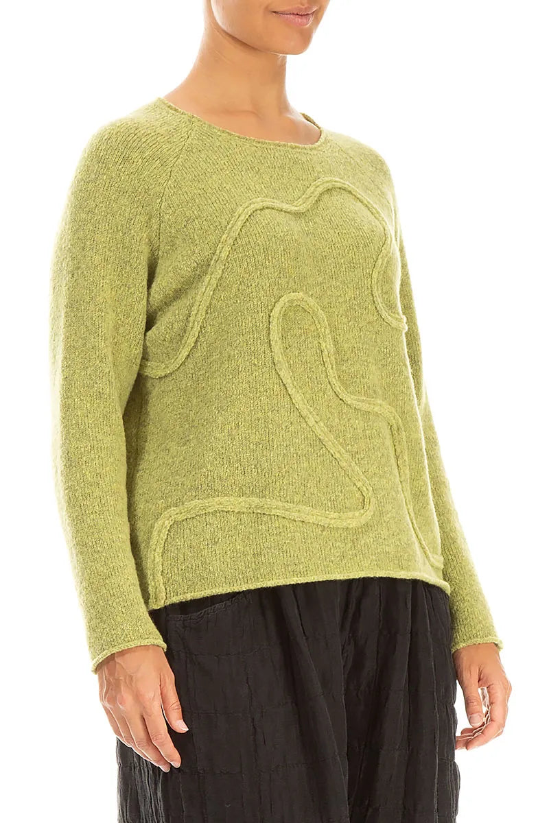 Wavy Seam Golden Lime Wool Sweater 3
