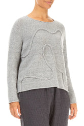 Wavy Seam Light Grey Wool Sweater 3