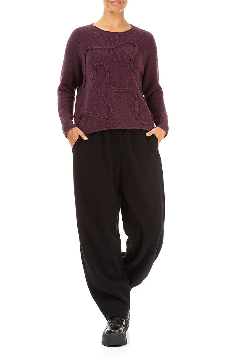 Wavy Seam Mulberry Wool Sweater 4