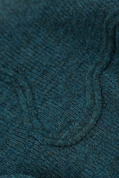 Wavy Seam Teal Wool Sweater
