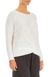 Wavy Seam White Wool Sweater 3