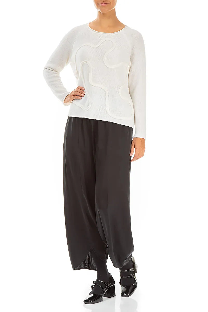 Wavy Seam White Wool Sweater 4