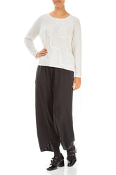 Wavy Seam White Wool Sweater 4