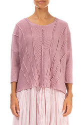 Wavy Stitch Mauve Pink Linen Jumper 1